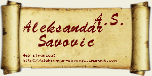 Aleksandar Savović vizit kartica